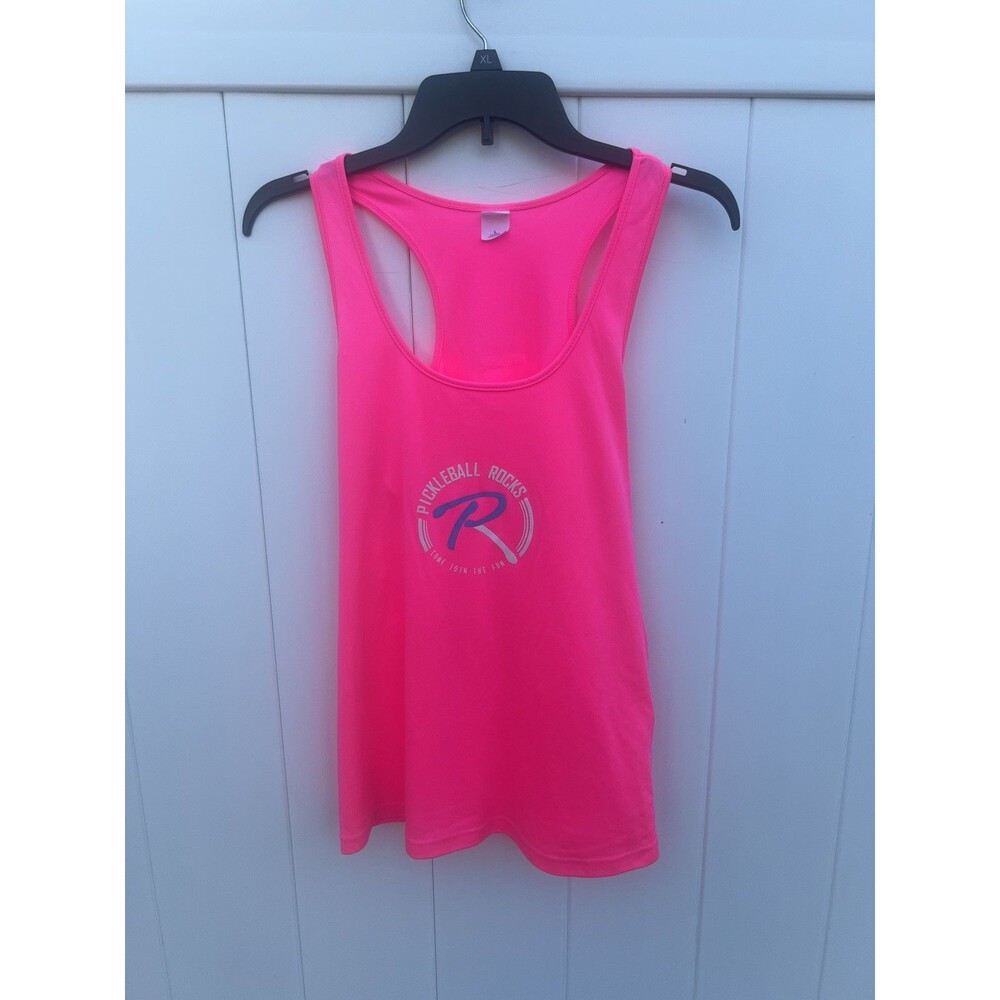 Pickleball Rocks Ladies Athletic Tank Top Pink Sporttek Sz Large